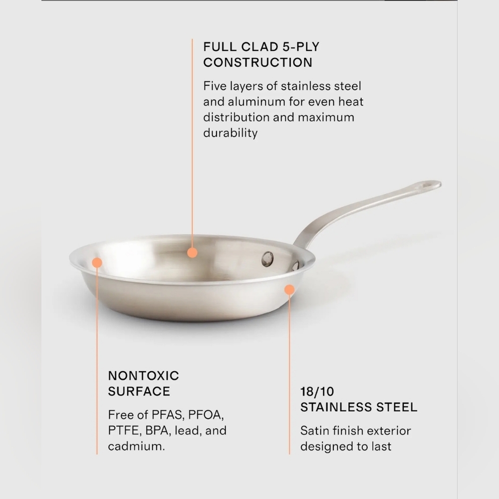 NWOT! Quince 8in- 5ply Stainless Steel Non-Toxic Fry Pan! (SC) - Picture 2 of 9